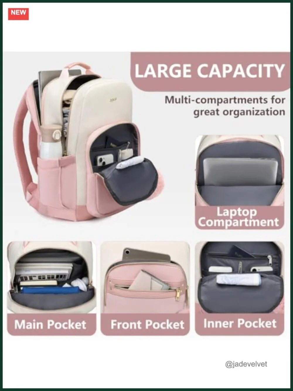 Laptop Backpack for Women Travel: 15.6 inch College Bookbag, Leather Nylon,
